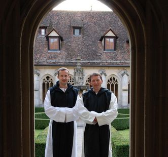 Cistercians in the cloister at Bebenhausen Monastery