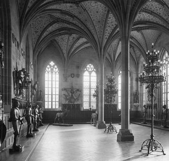 Cliché historique du réfectoire d’été, vers 1930, au monastère de Bebenhausen 